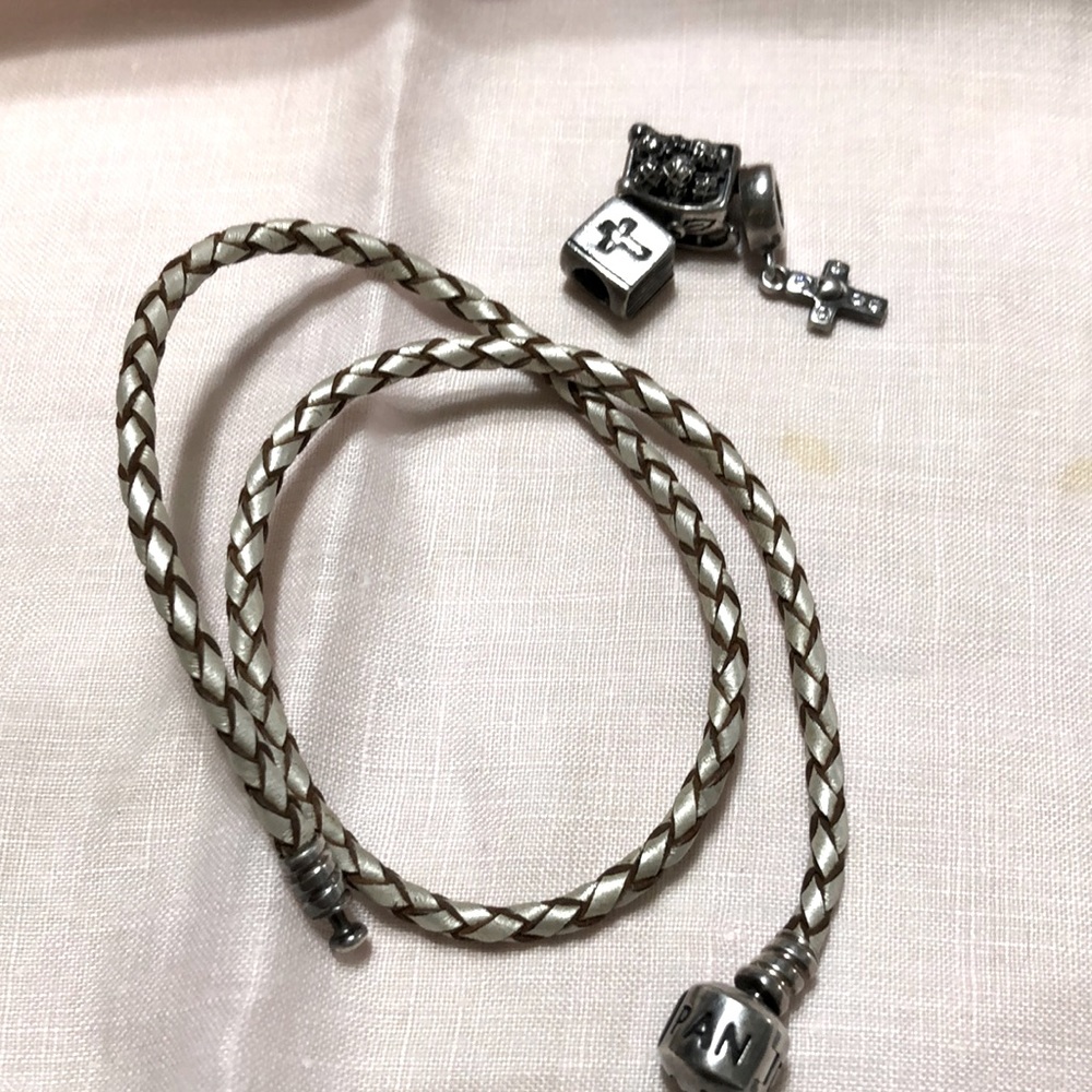 Pandora bracelet with 3 charms